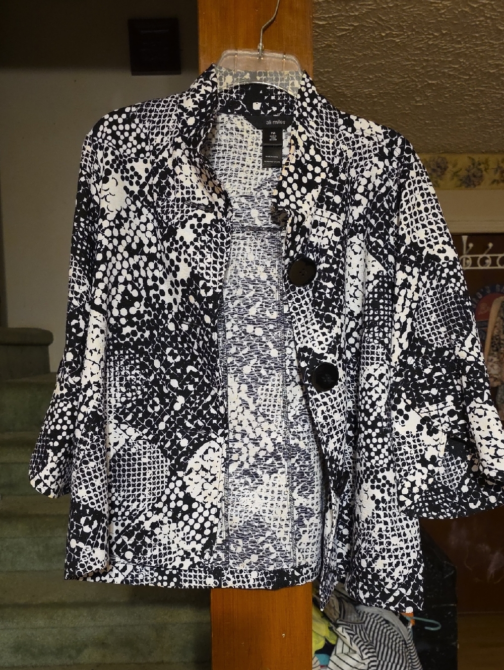 Alfani Black and White Graphic Print Blazer